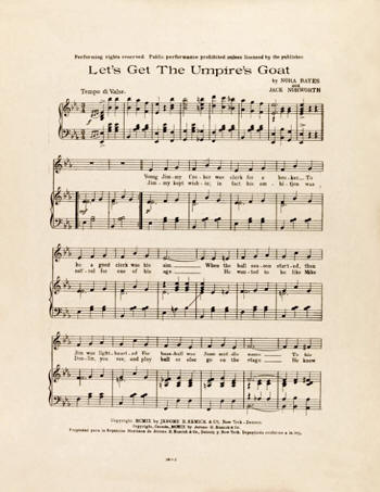 1909 "Lets Get the Umpire's Goat" Sheet Music