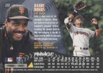 Back of 1995 PinnacleCard number 272 Barry Bonds